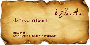 Árva Albert névjegykártya