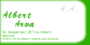 albert arva business card